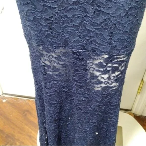 NWOT Quiz Bardot Embellished Sequin Cocktail Formal Prom Gown Navy Blue 4 - Picture 9 of 12